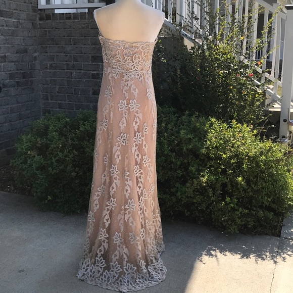 Size 6 Vintage Unique Couture Strapless Evening Gown - Picture 6 of 9